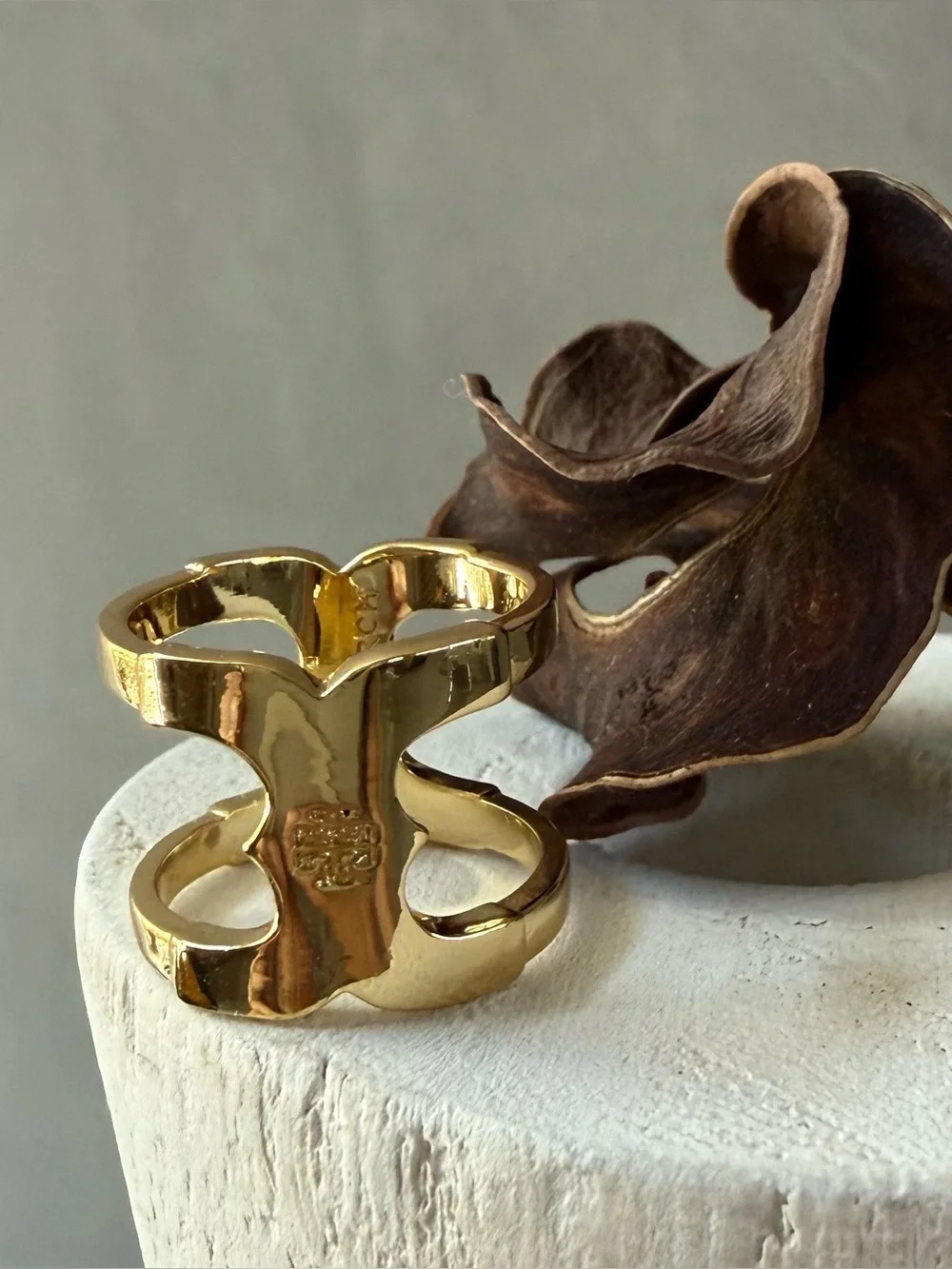 Tory Burch Gold Sculptural Statement Ring - Women Accessories